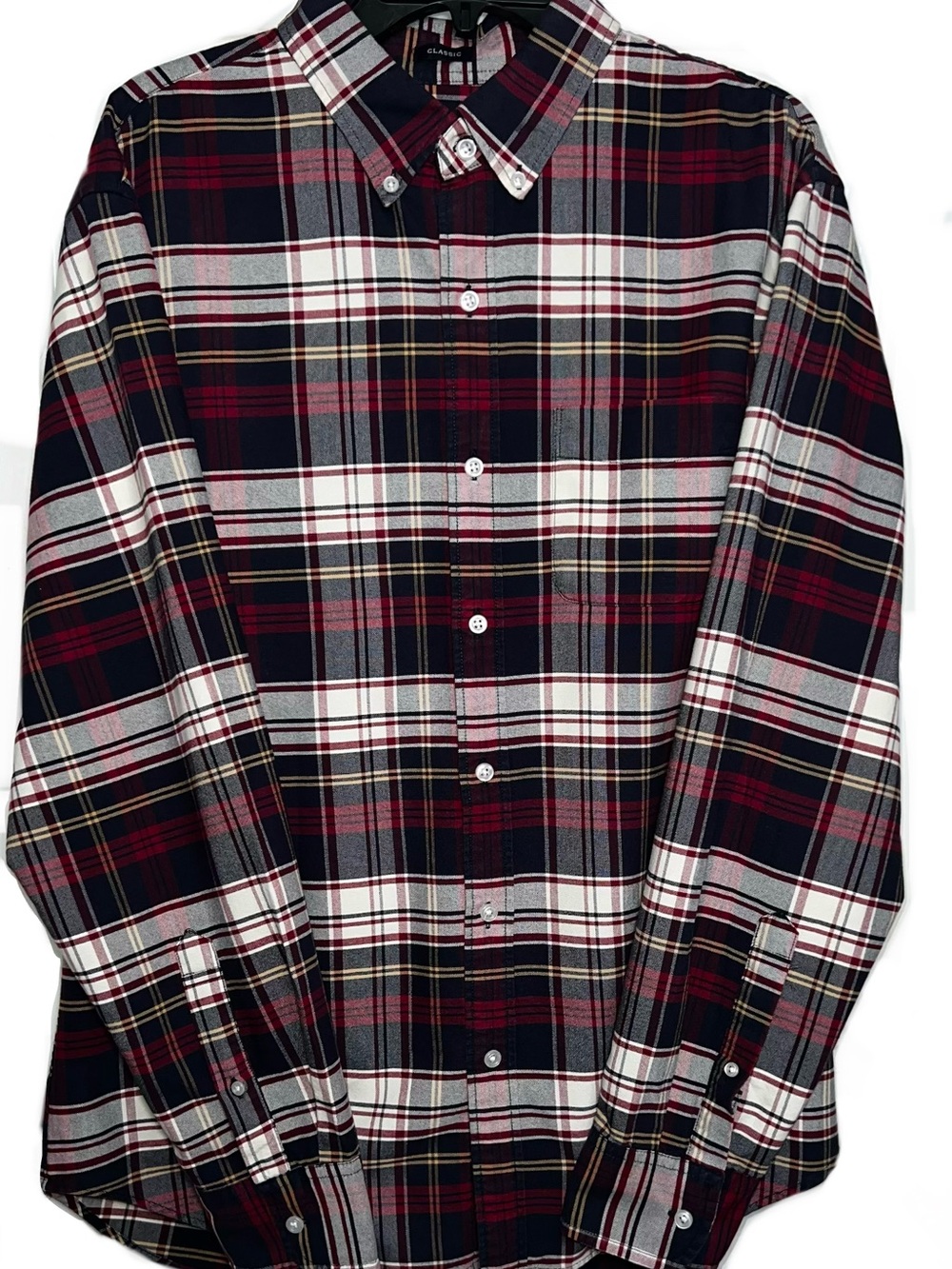 J. Crew Men's Plaid Button-Down Shirt in Burgundy, Black & White